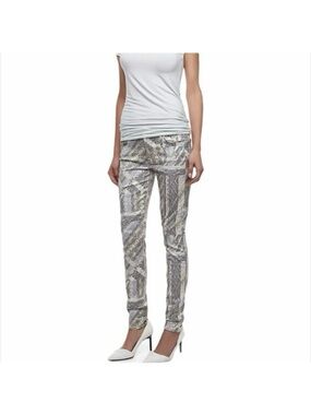 7 For All Mankind Gray Snake Print Skinny Jeans
